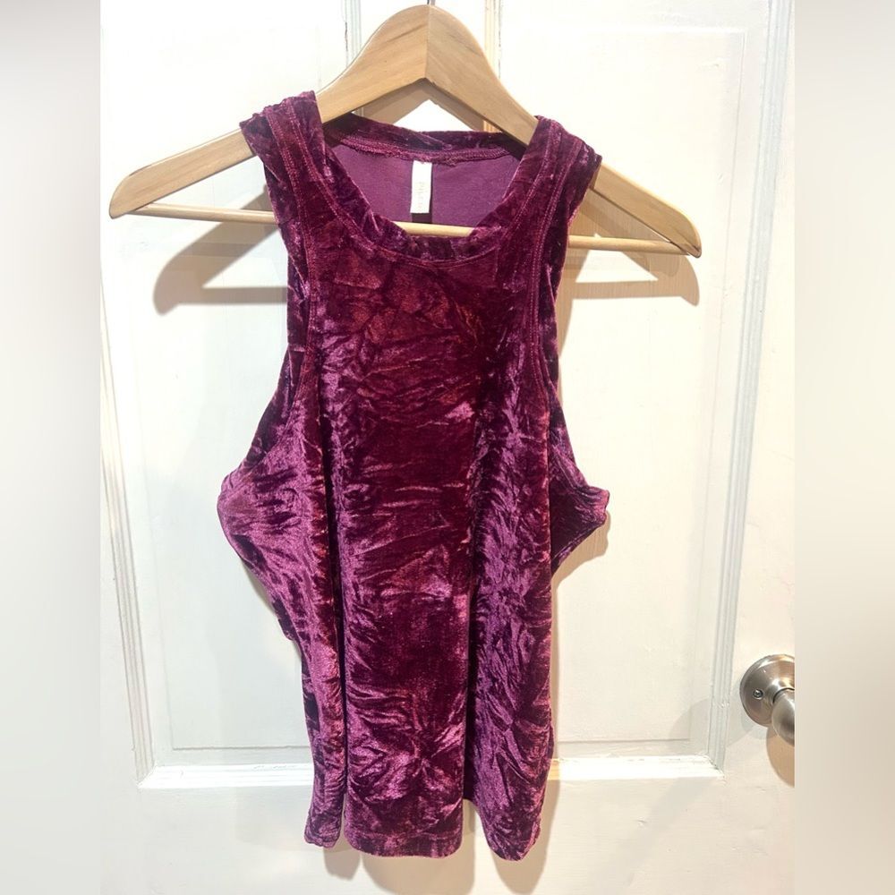 Anthropologie Pilcro Burgundy Velvet Razorback Stretch Tank Top Size S - Picture 7 of 10